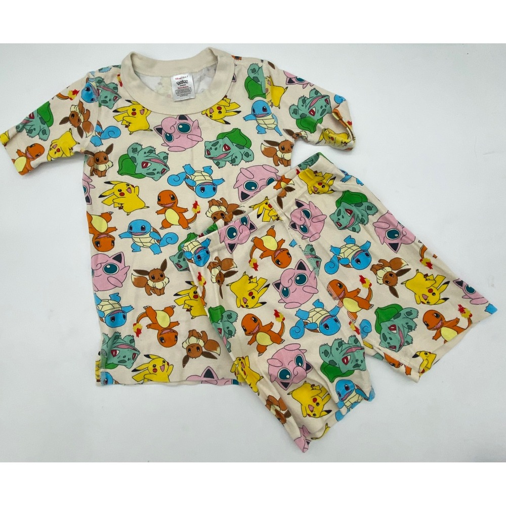 Hanna Andersson Pokemon Organic Cotton Pajama Set Kids 6-7 Pikachu Eevee 80314